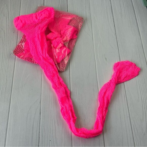 NWT Hot Pink Fish Net Thigh Highs Panty Hose Stockings OS - Picture 4 of 4